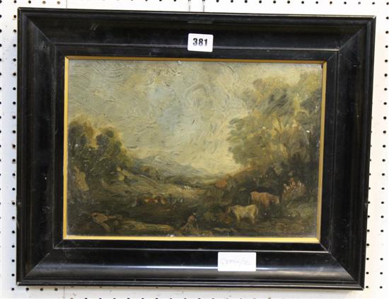 Oil on panel, landscape, in the manner of Gainsborough